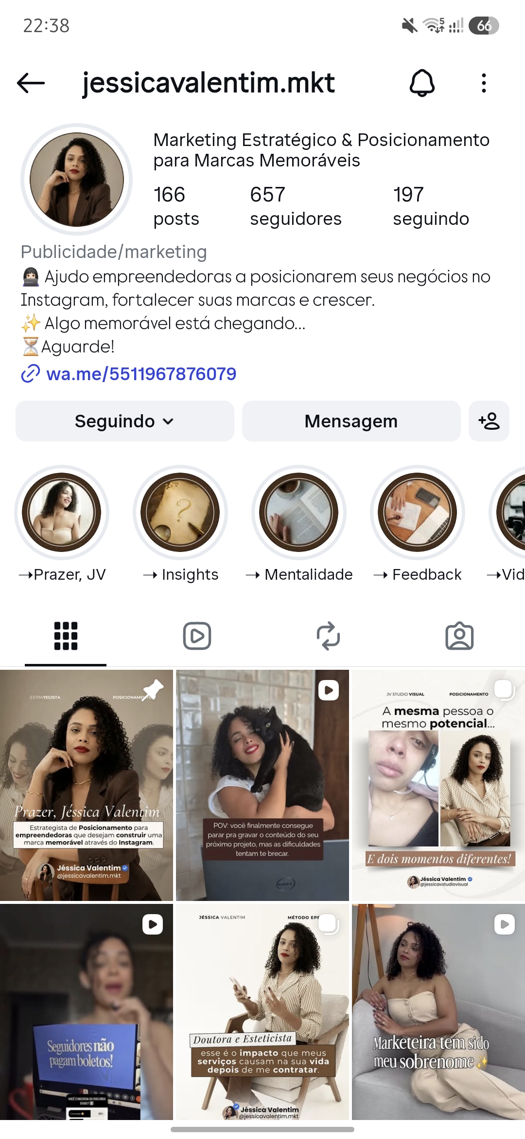 Perfil @jessicavalentim.mkt no Instagram