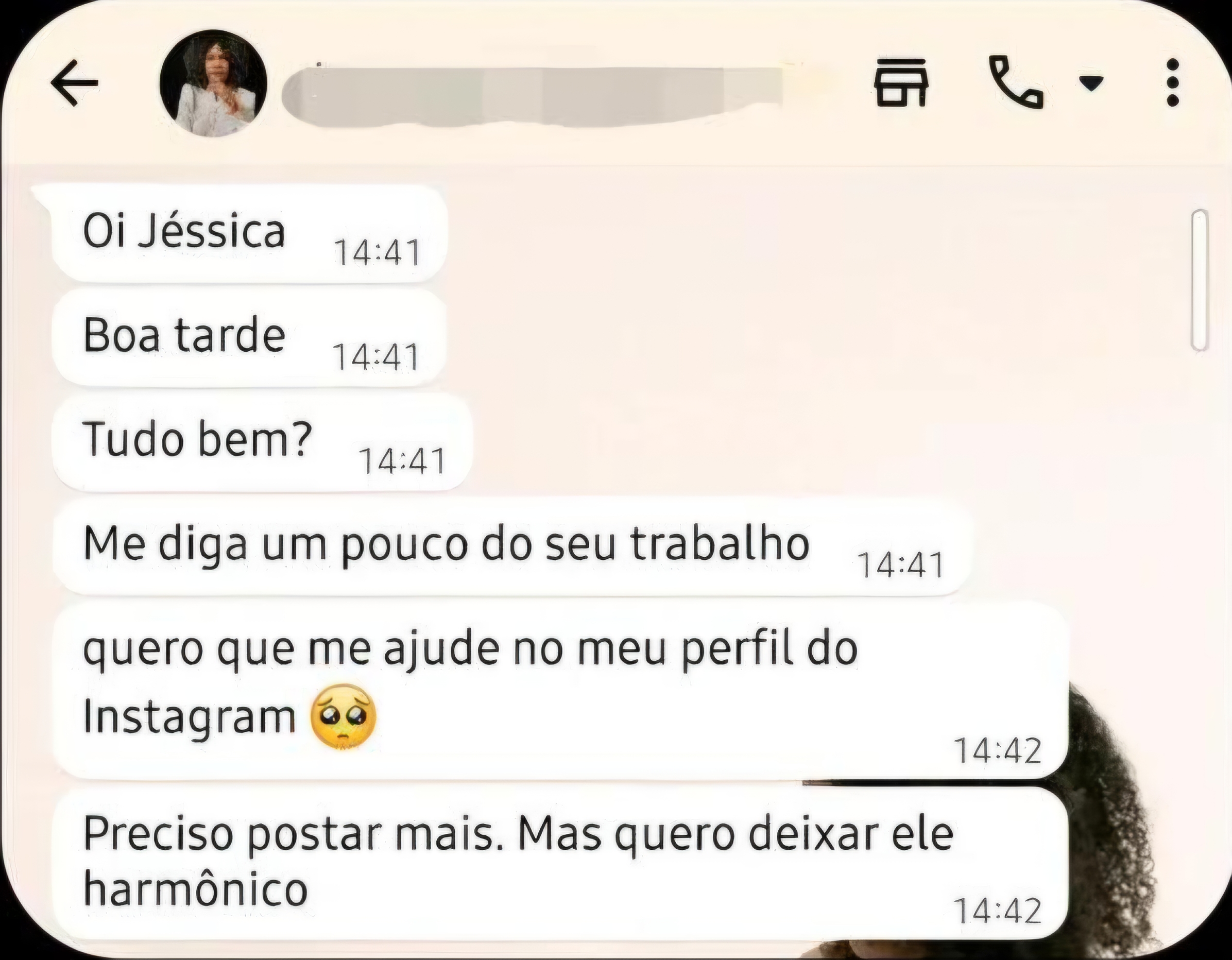 Mensagem recebida no WhatsApp