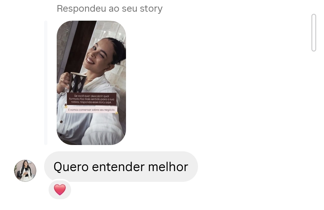 Mensagem recebida no Instagram